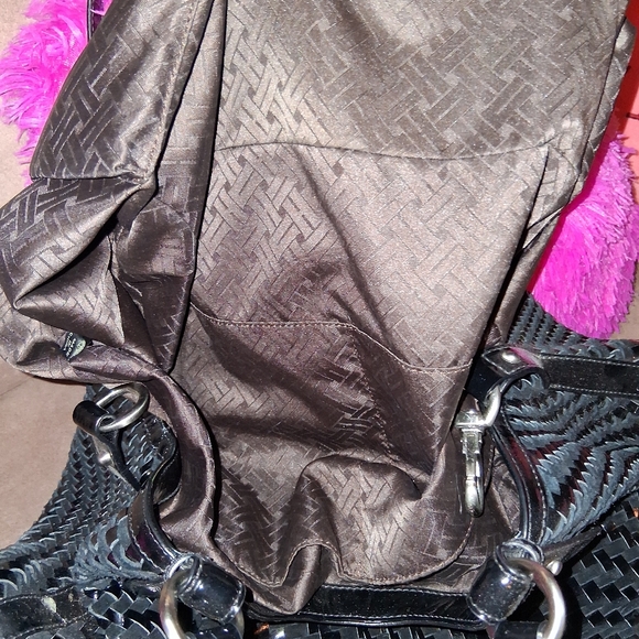 Cole Haan Black Woven Patent Shoulder Tote - Picture 12 of 16